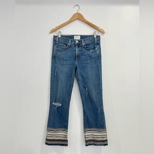 McGuire Denim Blue Cropped Jeans with Fringe Hem